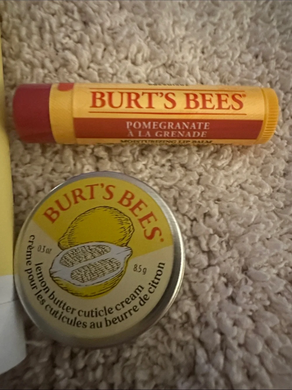 Burt's Bees Yellow Travel 5 piece set. New, never opened
